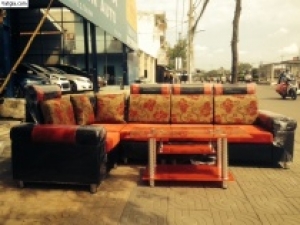 Sofa phòng khách hiện đại đỏ đen BK23